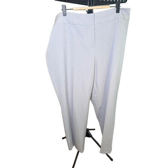 NWT KASPER Womens Trousers Size 16 W Light Grey High Waist Straight Leg Pockets - Picture 2 of 8